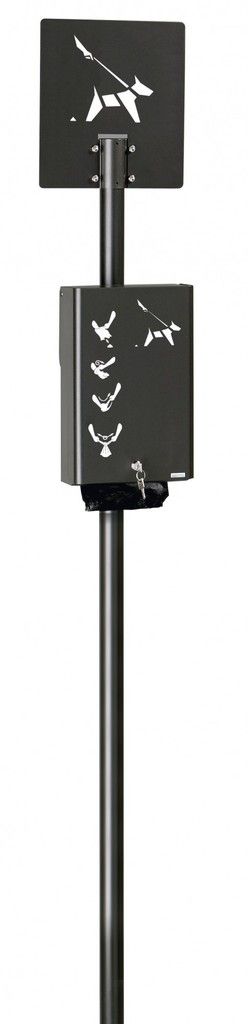 Hygeca Pfosten mit Hundekotbeutel-Spender zum Einbetonieren in 5 Farben von Rossignol, Farbe:Mangangrau