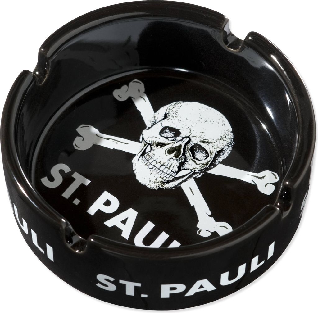 FC St. Pauli Aschenbecher Totenkopf Schwarz, Original Produktbild 