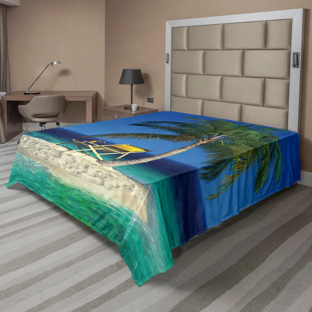 Linge de lit thématique île tropicale pour une décoration de chambre zen