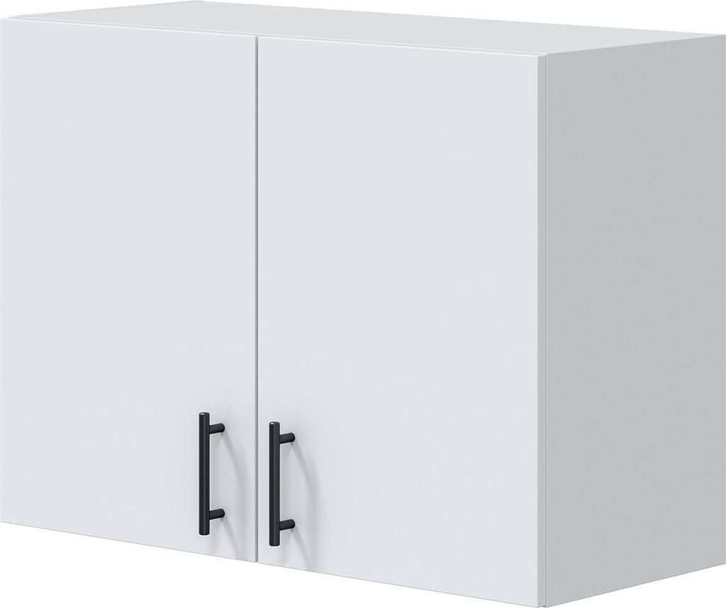 Hängeschrank 2 Türen Thyra, Wandregal, Multifunktionshilfe-Schrank, 80x34 h59 cm, Weiß