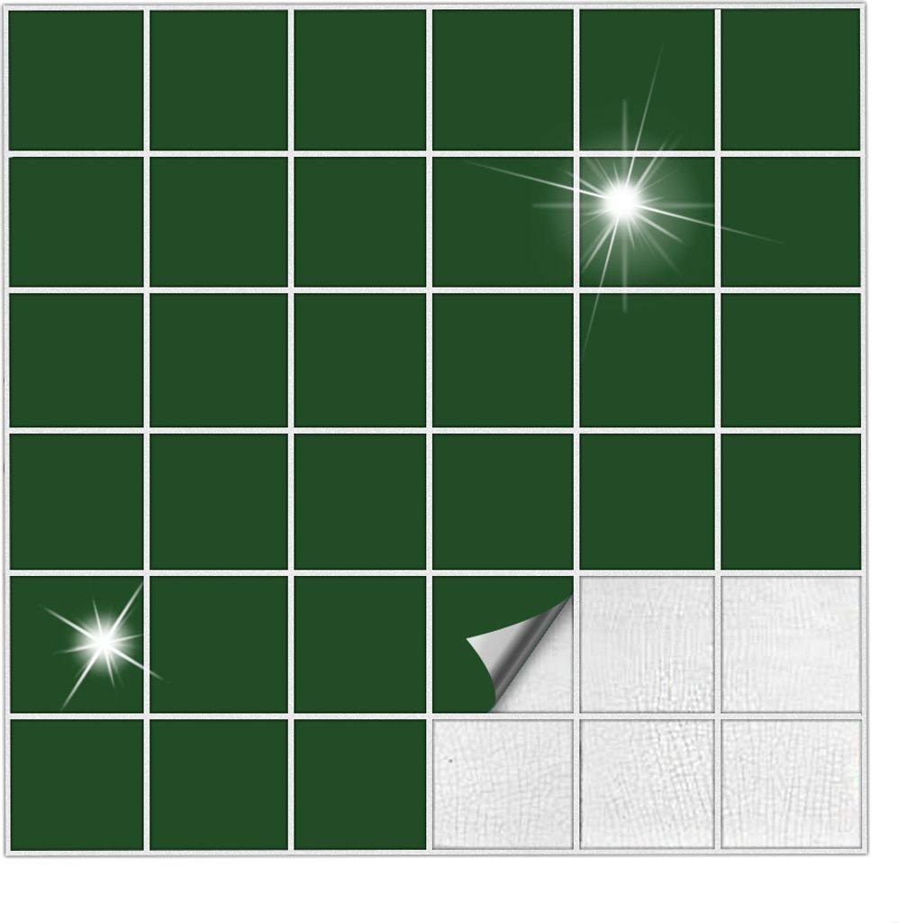 Fliesenaufkleber Für Bad, Küche etc Dunkelgrün 60 glänzend 7,5 x 7,5 cm 25 Stück