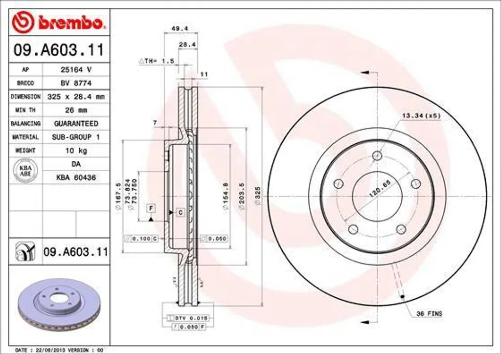 Remplacement disque de frein Jaguar XJ XK8 - Brembo 09.A603.11 origine