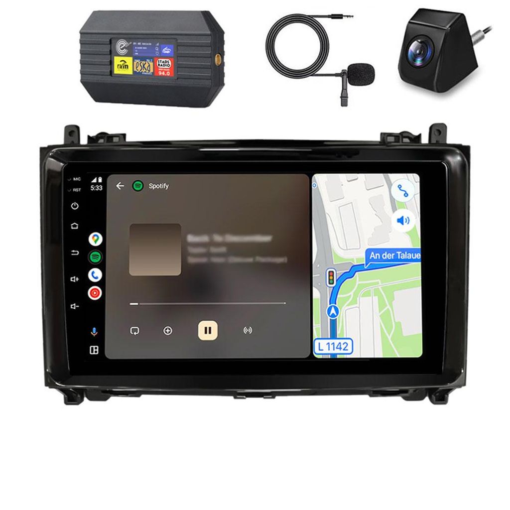 9 Zoll Android Auto Radio Carplay für Mercedes A/B/V-Klasse W169 W245 W639 Sprinter W906 Vito Viano – inkl. DAB+ & Rückfahrkamera 64GB GPS WIFI