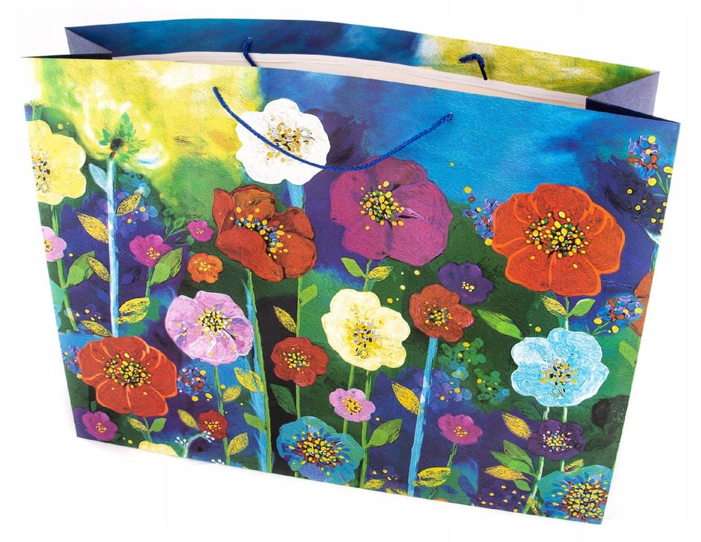 Große Geschenkpapier-Tasche Frühling 59x44x17cm Bunt Stabil Produktbild 