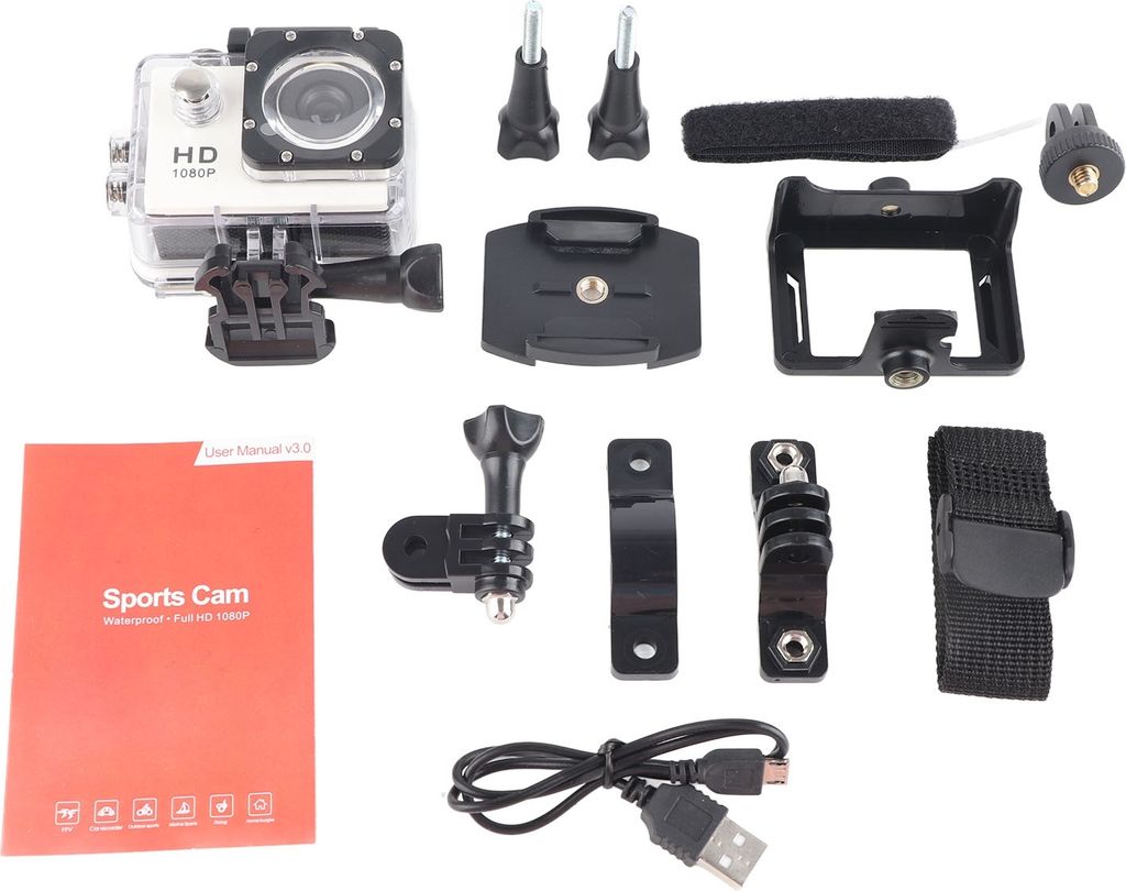 K1080HD 12MP Unterwasser wasserdichte Videokamera Outdoor Bike Diving Sport Action Weiß weiß