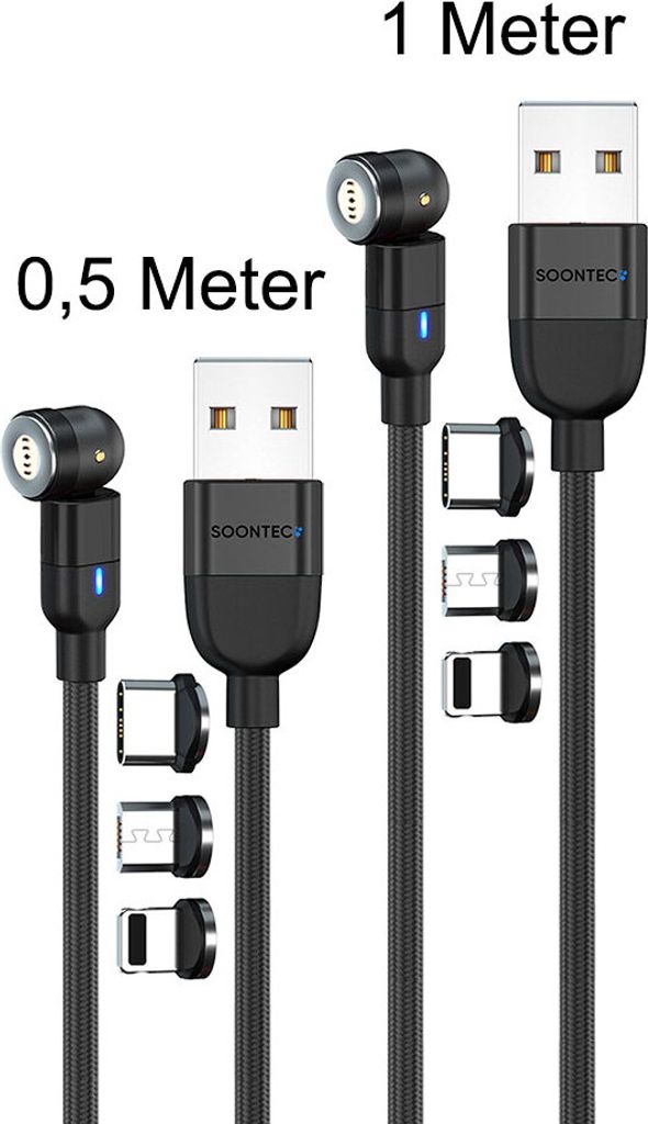 Magnet Ladekabel 2er Set (1 Meter+0,5Meter) SOONTEC Produktbild 