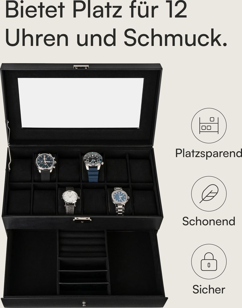 PACMAXI Uhrenkoffer - Filz Aufbewahrungsrolle Für 24 Uhren (31x46cm)