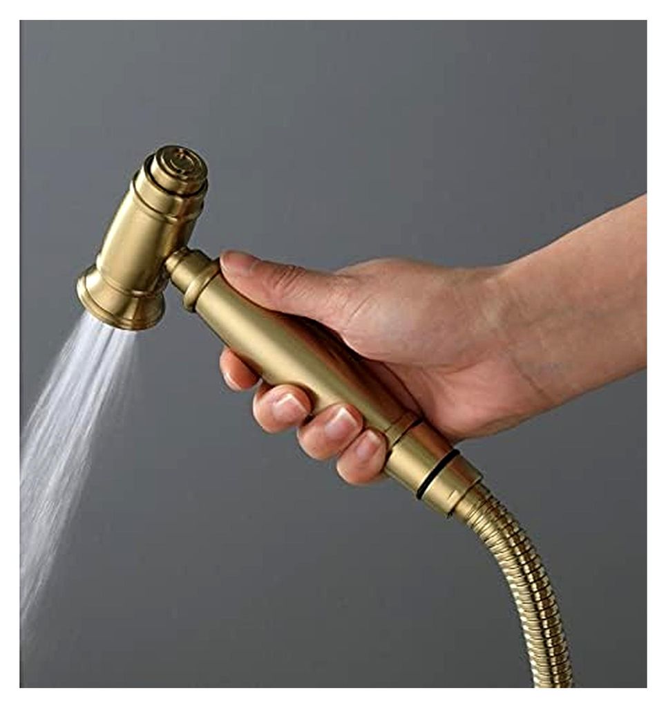 Wasserhähne aus massivem Messing, Wasserhahn, gebürstetes Gold, Duschset, Toilettenstrahlwaschanlage, Handbrause, Wasserhahn, Duschmischer, Wasse...