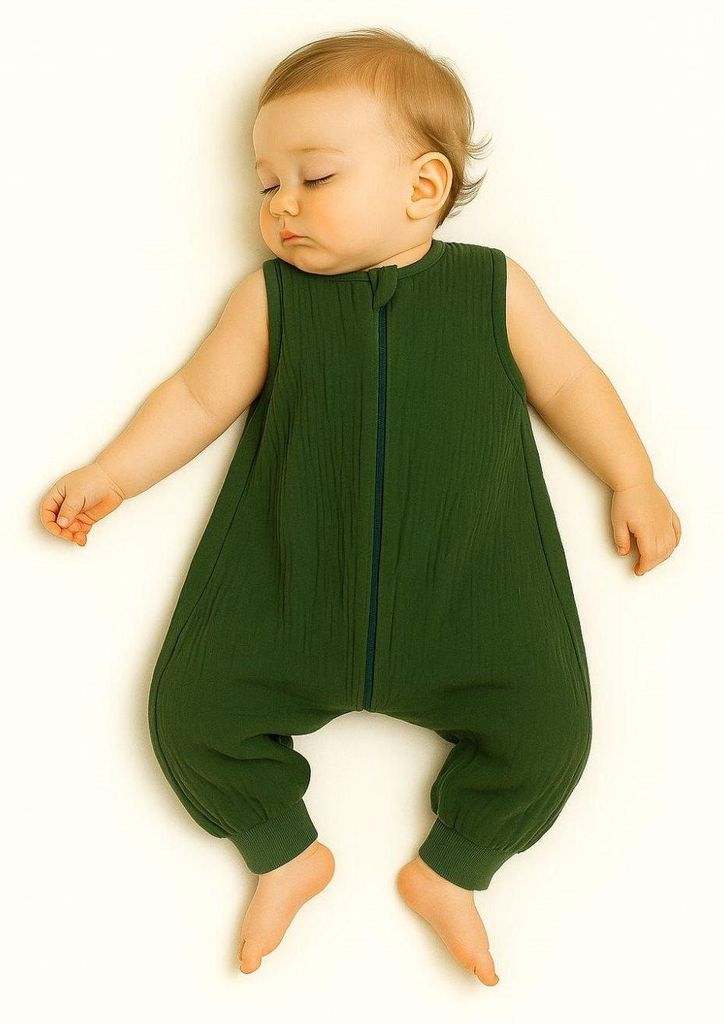 Musselin-Babyschlafsack mit Beinen – Kinderschlafsack – atmungsaktive und weiche Baumwolle – 9–24 Monate