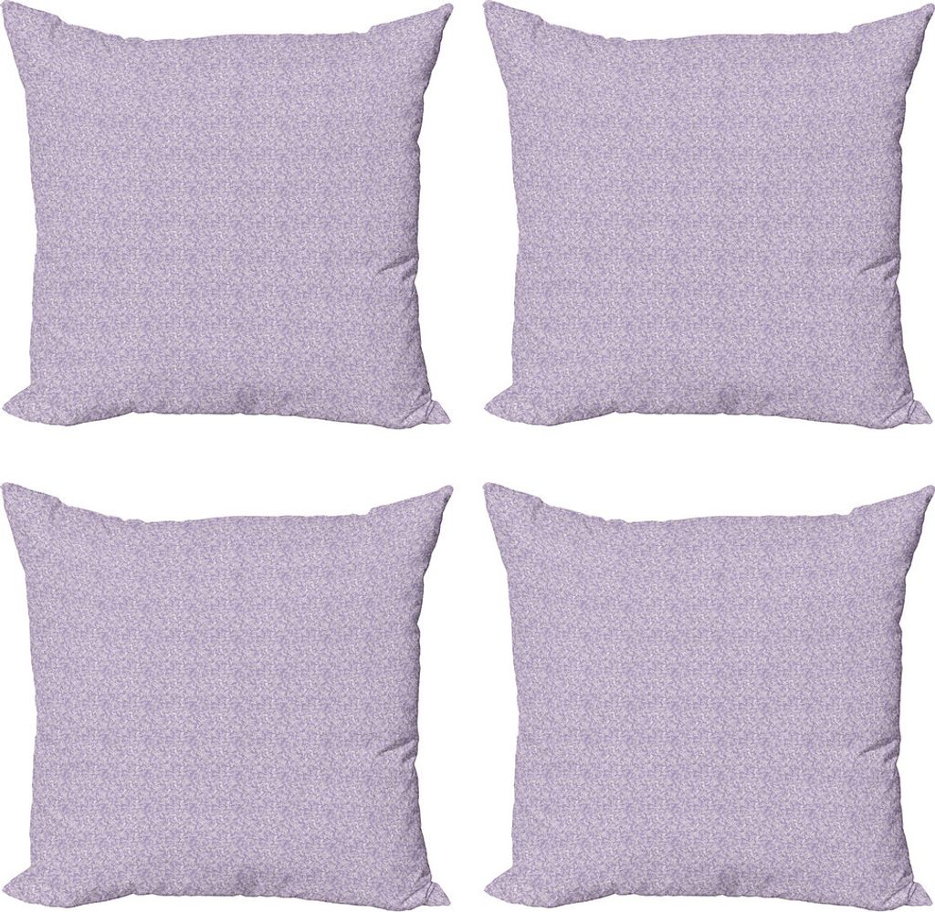 ABAKUHAUS Blumen Kissenbezug Set (4 Stück), Scroll-Art-Curly-Blätter, Moderner Doppelseitiger Digitaldruck, 60 cm x 60 cm, Pale Mauve und Lavendel