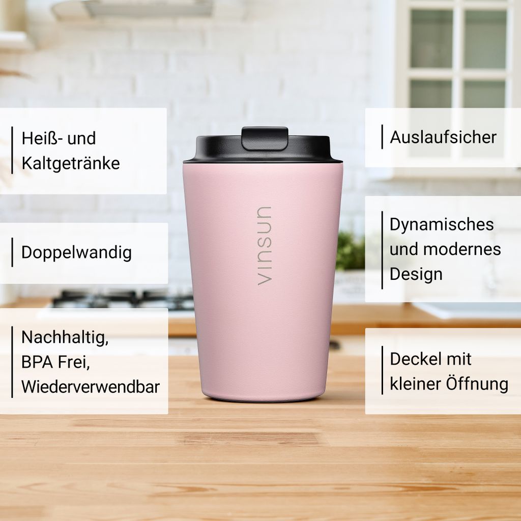 Thermobecher 450 Ml Edelstahl - Auslaufsicherer Kaffeebecher To Go