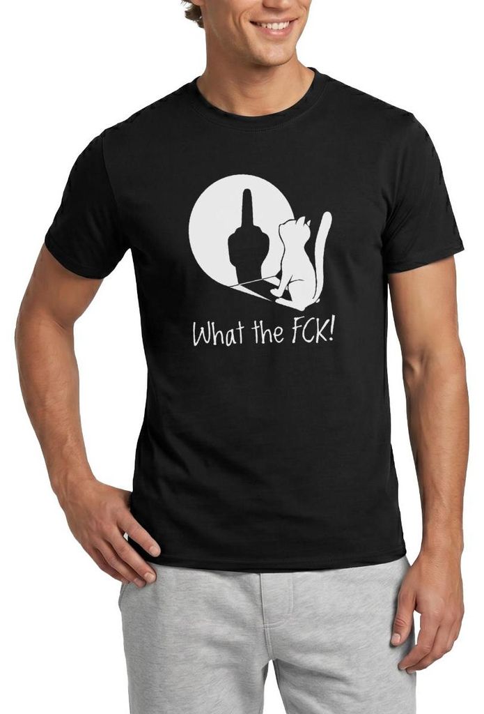 Spreadshirt What The Fck | Freche Katze Mit Attitude Männer T-Shirt, XL, Schwarz