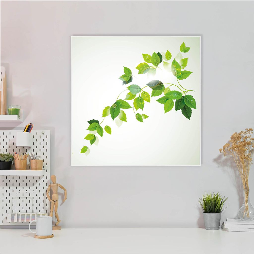 Design Stahlmagnettafel Quadratisch 50x50cm Ranke Gelb Weiß