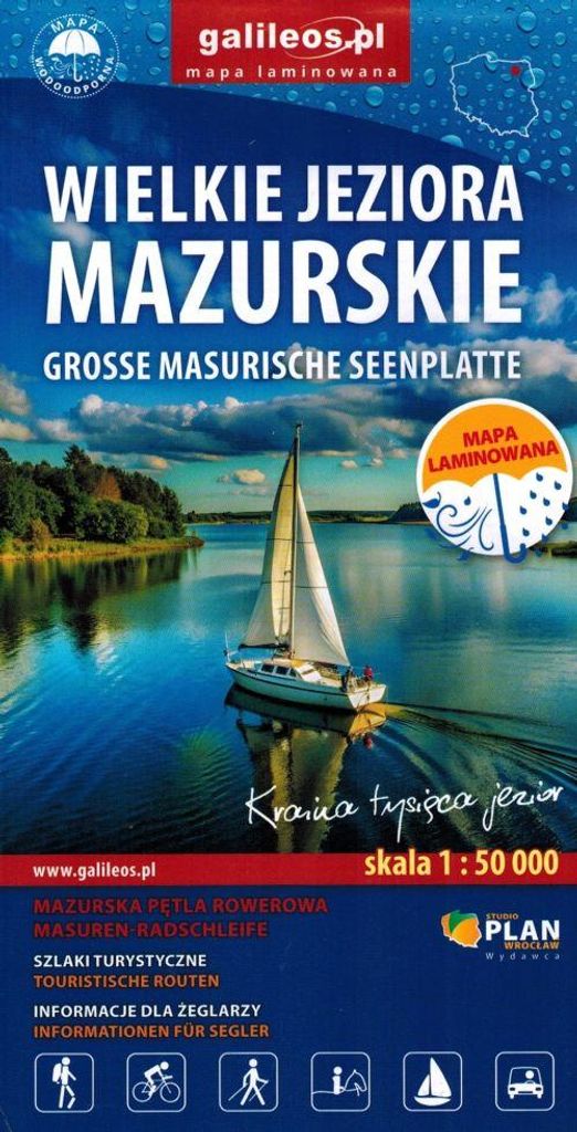 Grandi laghi della Masuria. Carta laminata, 1: 50 000 Immagine del prodotto 