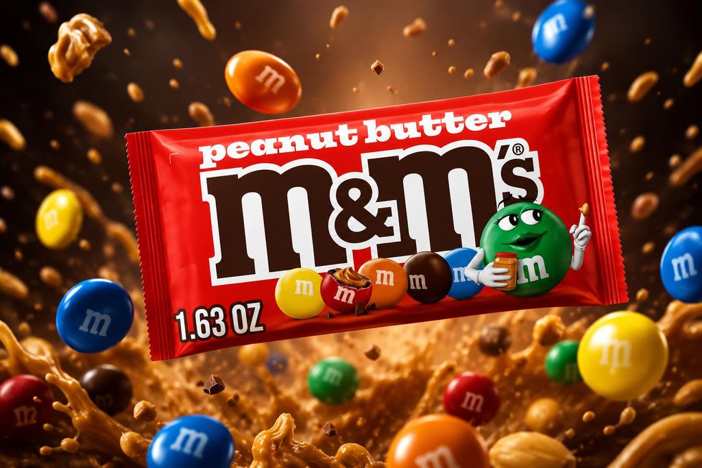 M&M's Peanut Butter 46,2 g – Schokolinsen mit Produktbild  KI-generiertes Bild