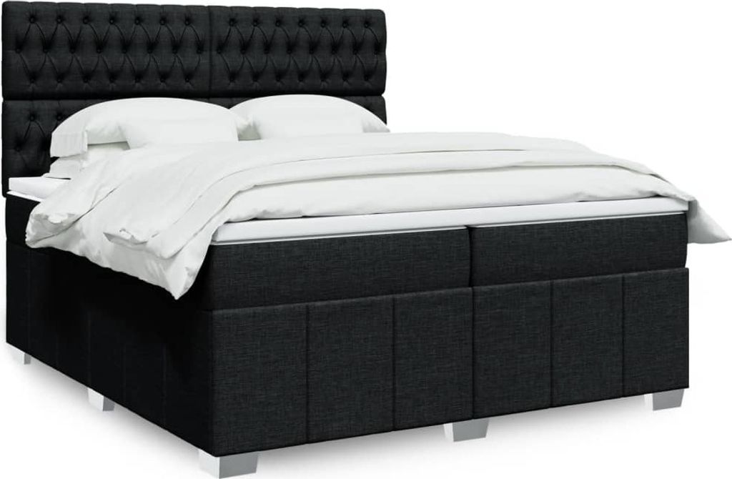 Maison Exclusive - Boxspringbett mit Matratze Schwarz 200x200 cm Stoff