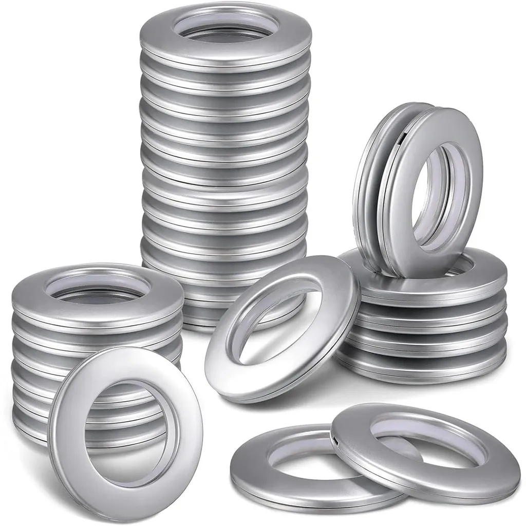 Anneaux de Rideaux Anti-Bruit 32 pcs Argent pour Glisse Fluide et Sans Accroc