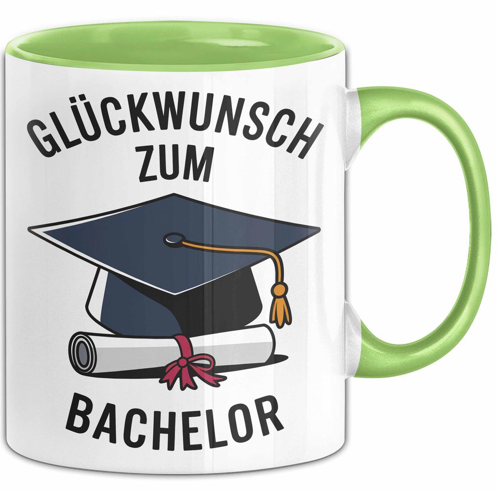 Schüler Abschluss Tasse Geschenk Lustige Geschenkidee Spruch Glückwunsch Zum Bachelor (Grün)
