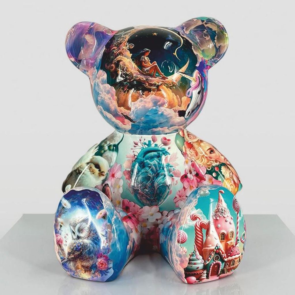 Casa Padrino Deko Figur Teddybär Bunt H. 35 cm - Deko Figuren