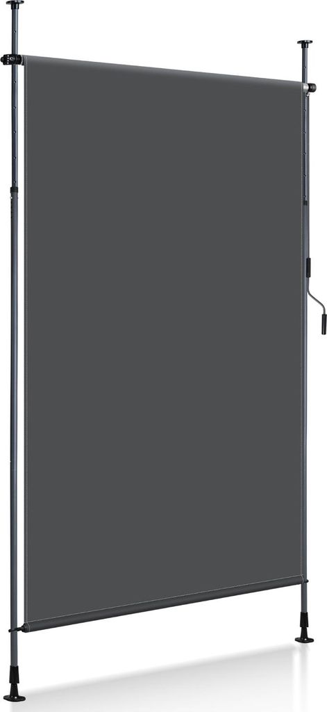 Faziango Senkrechtmarkise Außenrollo 150 x 270 cm Balkonrollo mit Handkurbel Sichtschutz Vertikalmarkise ohne Bohren Sonnenschutz Windschutz Marki...