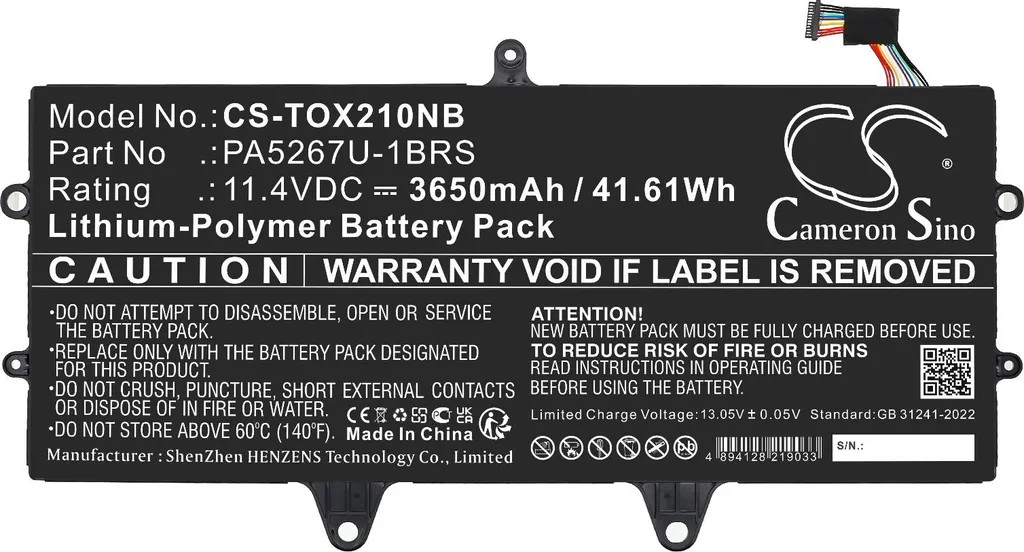 Batterie Techtek pour Toshiba Portege X20W X20W-D-10Q haute capacité