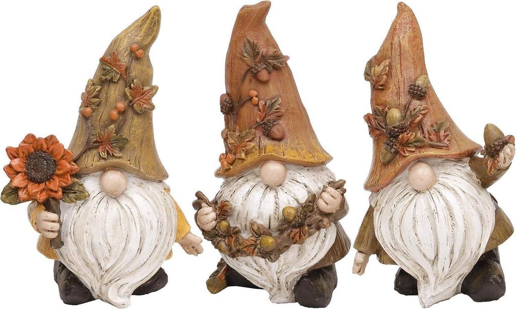 Set van 3 tuinkabouters, herfstdecoratie, kunstharsfiguren, Productafbeelding 