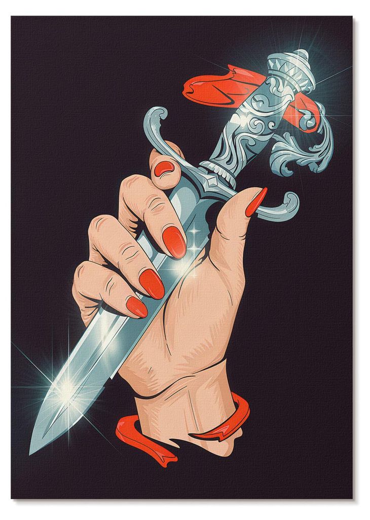 POSTER - 29x42 cm (A3) - Issa0 - Hand mit Dolch, blitzende Details - Wandbild für Wohnzimmer Schlafzimmer & Flur, Modernes Poster Wanddeko, Ungerahmt