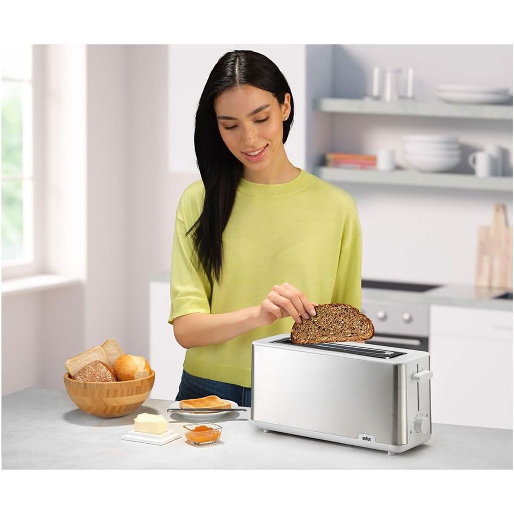 Grille-pain Braun HT 3110 WH Blanc - 7 Niveaux De Cuisson - Tiroir Ramasse-Miettes Amovible - Chambre Extra-large