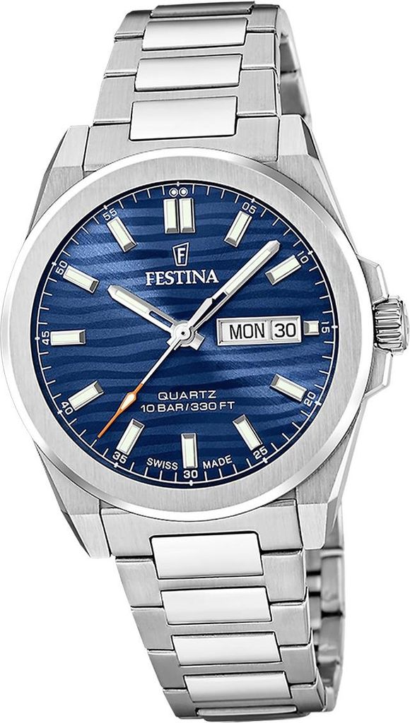 Festina Herrenuhr Swiss Made Armbanduhr Edelstahl silber D2UF20073/3