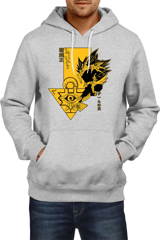 Herren Kapuzenpullover Japan Manga Anime Comics Yu Gi 017, Man XL / Grau