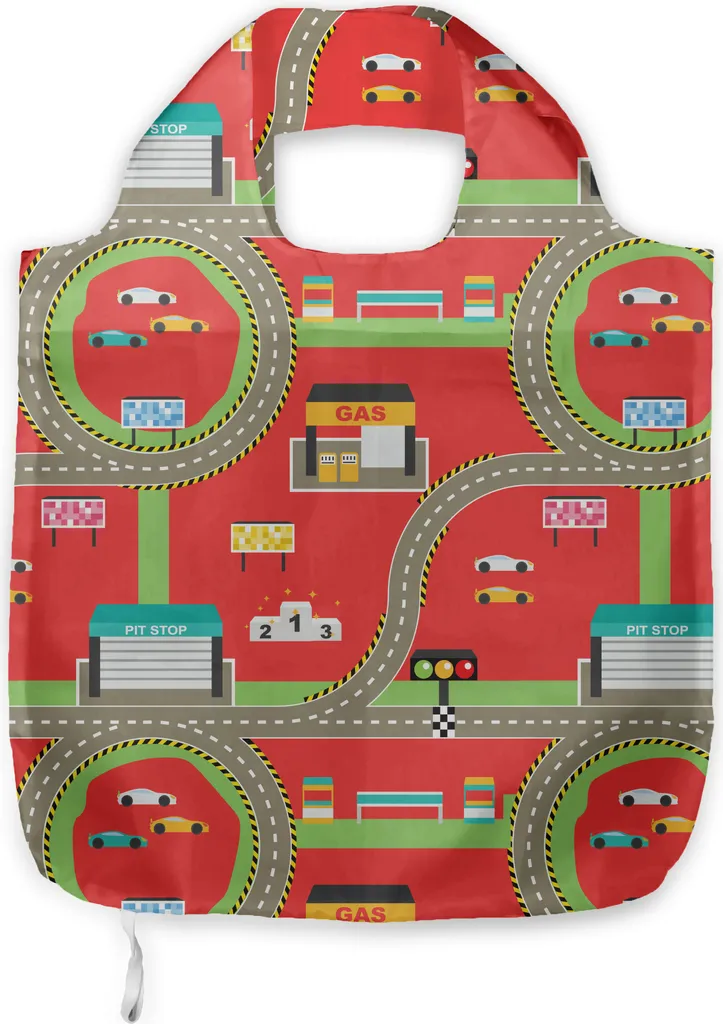 ABAKUHAUS Circuito automobilistico Borsa in tessuto, stazione di servizio, pratiche borse per la spesa di uso quotidiano, multicolore