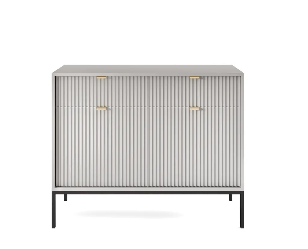 Commode de chambre grise 104x83x39 cm - Rangement linge et vêtements