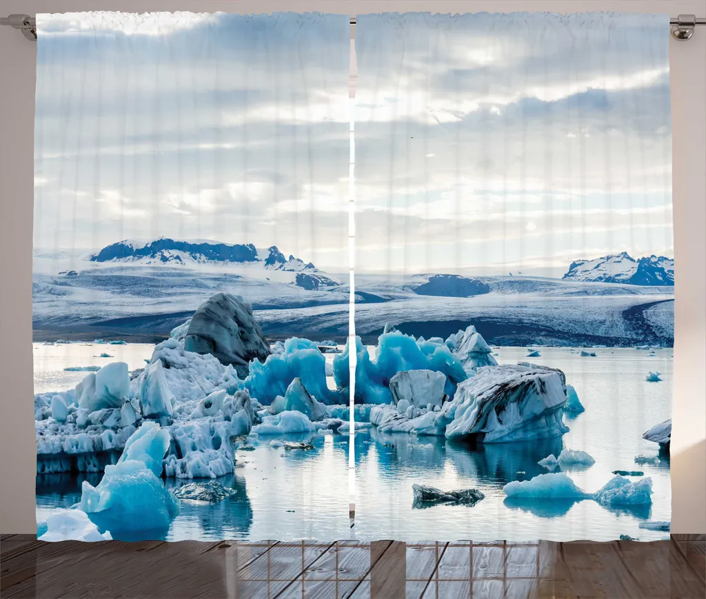 Rideau à fronces ABAKUHAUS Island Mountain 280 x 225 cm bleu et blanc