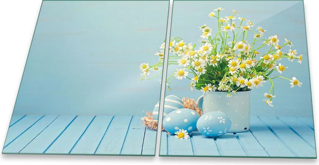Copertura Piano Cottura Induzione Vetro Temperato 80x52 Fiori Gialli