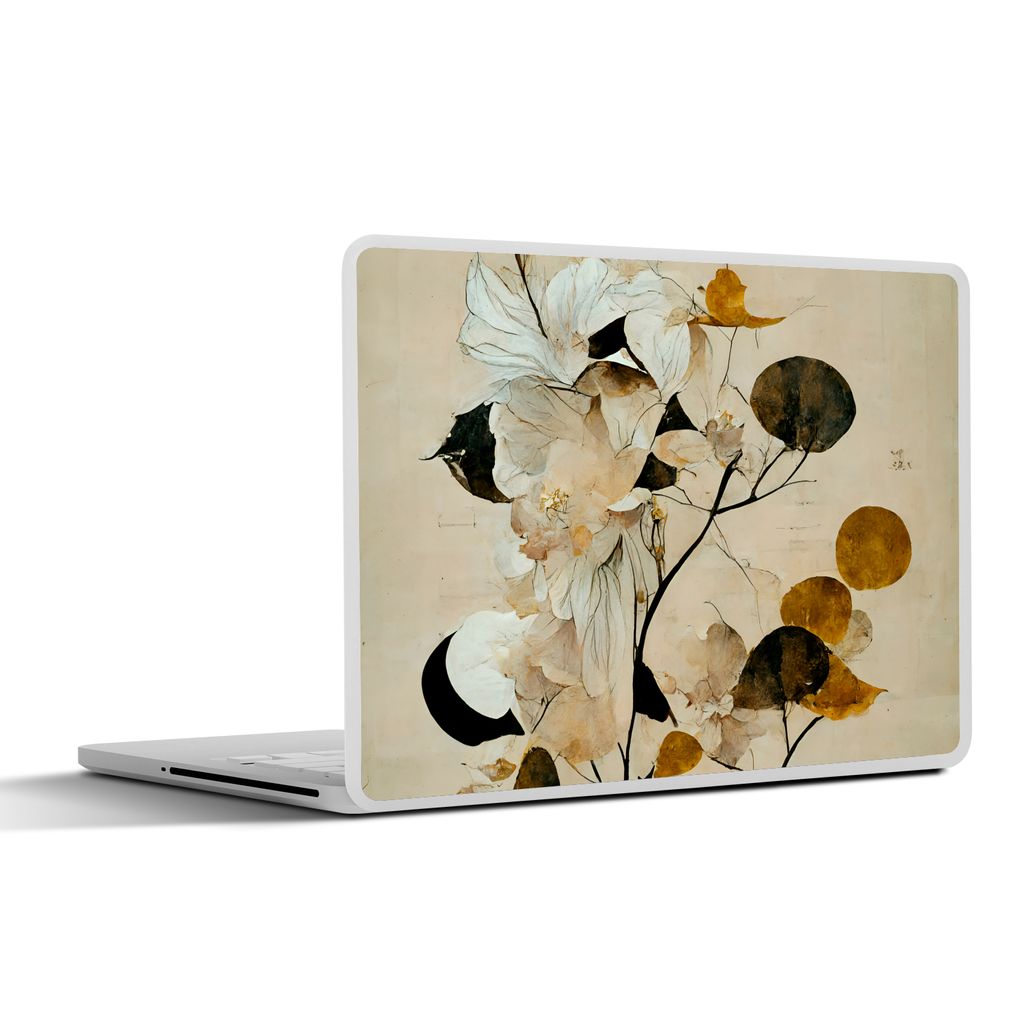 MuchoWow Laptop Aufkleber Sticker Cover Blumen - Blätter - Baum - Pastell 31x22.5 cm - Laptop-Deko