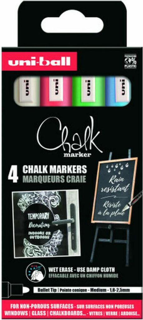 uni-ball Kreidemarker Chalk marker PWE5M/4PFASS15 4er Etui farbig sortiert
