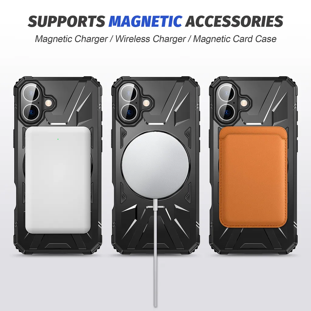 Cover Antiurto iPhone 16 Plus MagSafe Dual Layer con Ring Stand - 4