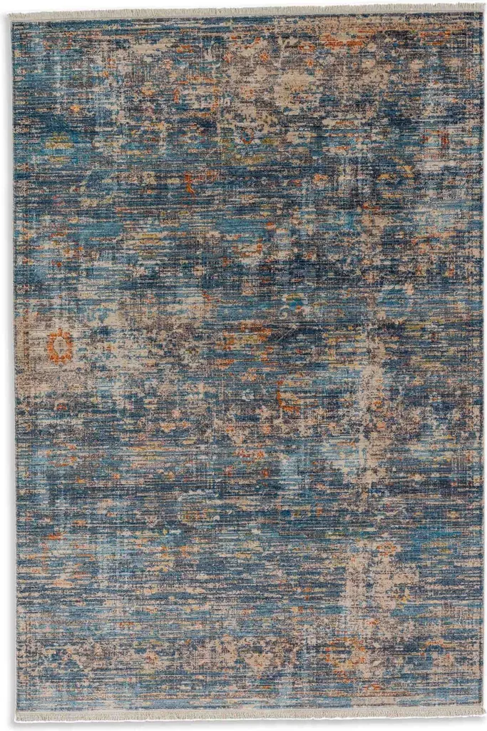Tapis de salon MYSTIK bleu 160x235 cm au tissage plat et finitions pro