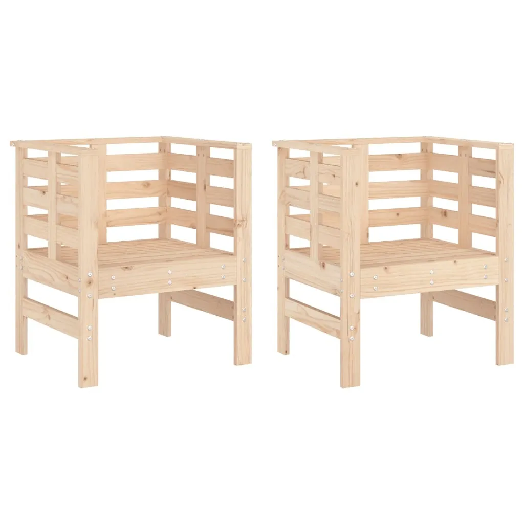 Set 2 Sedie Giardino Robuste in Pino 61,5x53x71 cm | Durata Esterna
