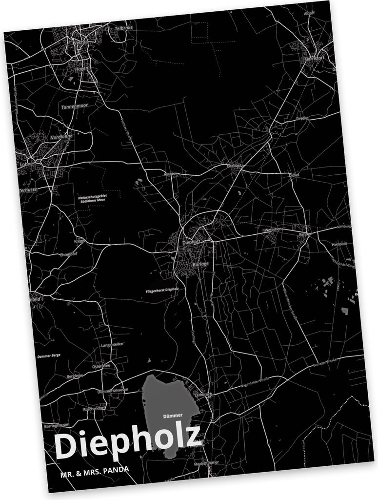 Mr. & Mrs. Panda Fotokarte Diepholz - Geschenk, Grußkarte, Postkarten, Postkarte, Ansichtskarten, Ansichtskarte, Stadt Dorf Karte Landkarte Map St...