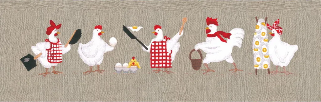 Tableau brodé Poules kit loisir créatif pour décoration cuisine
