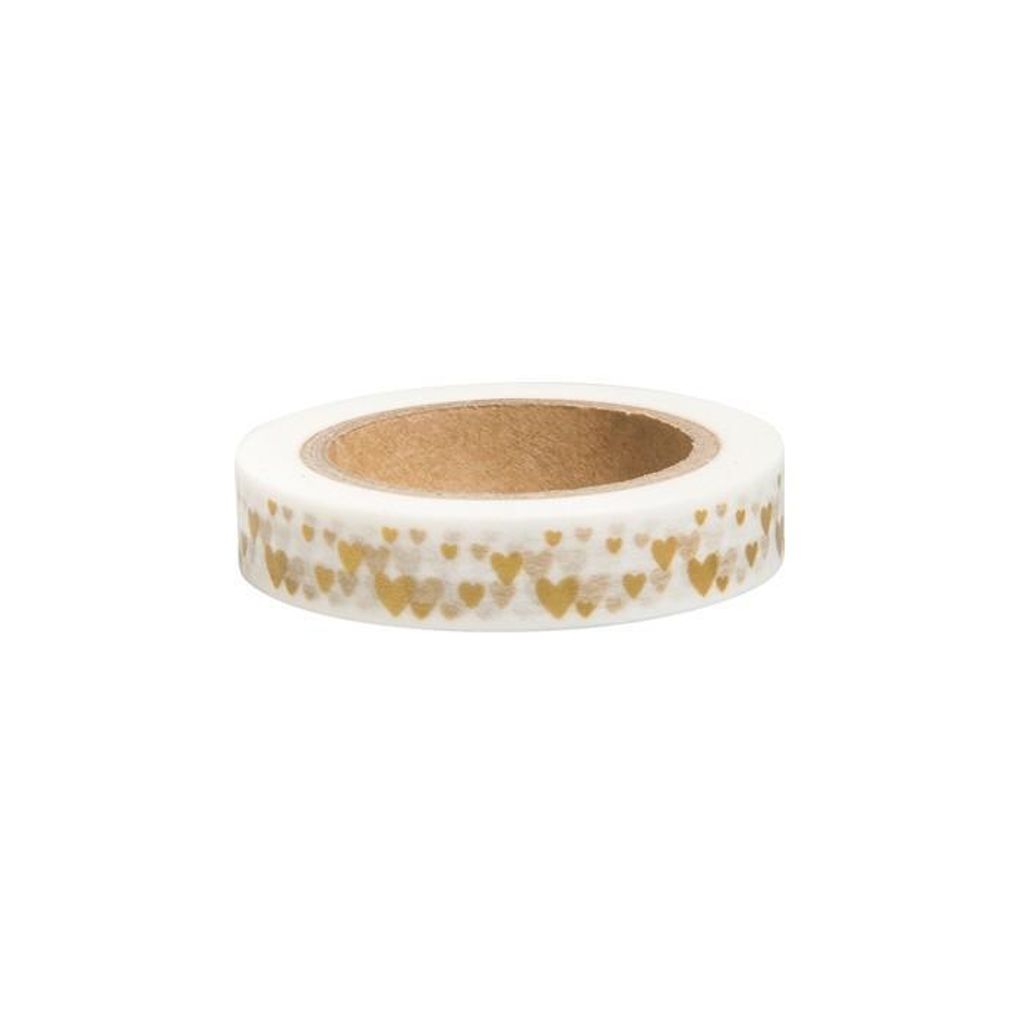 Abdeckband - goldene Herzen auf weißem Hintergrund - 15 m x 1 cm