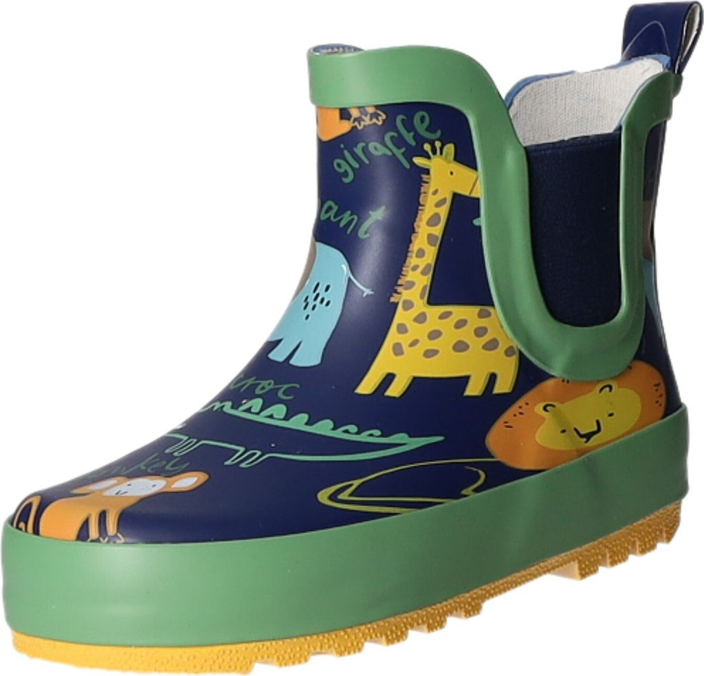 Sneakers Kinder-Gummistiefel Zoo-Tiere Blau-Grün-Gelb-Mehrfarbig, Farbe:blau, EU Größe:26