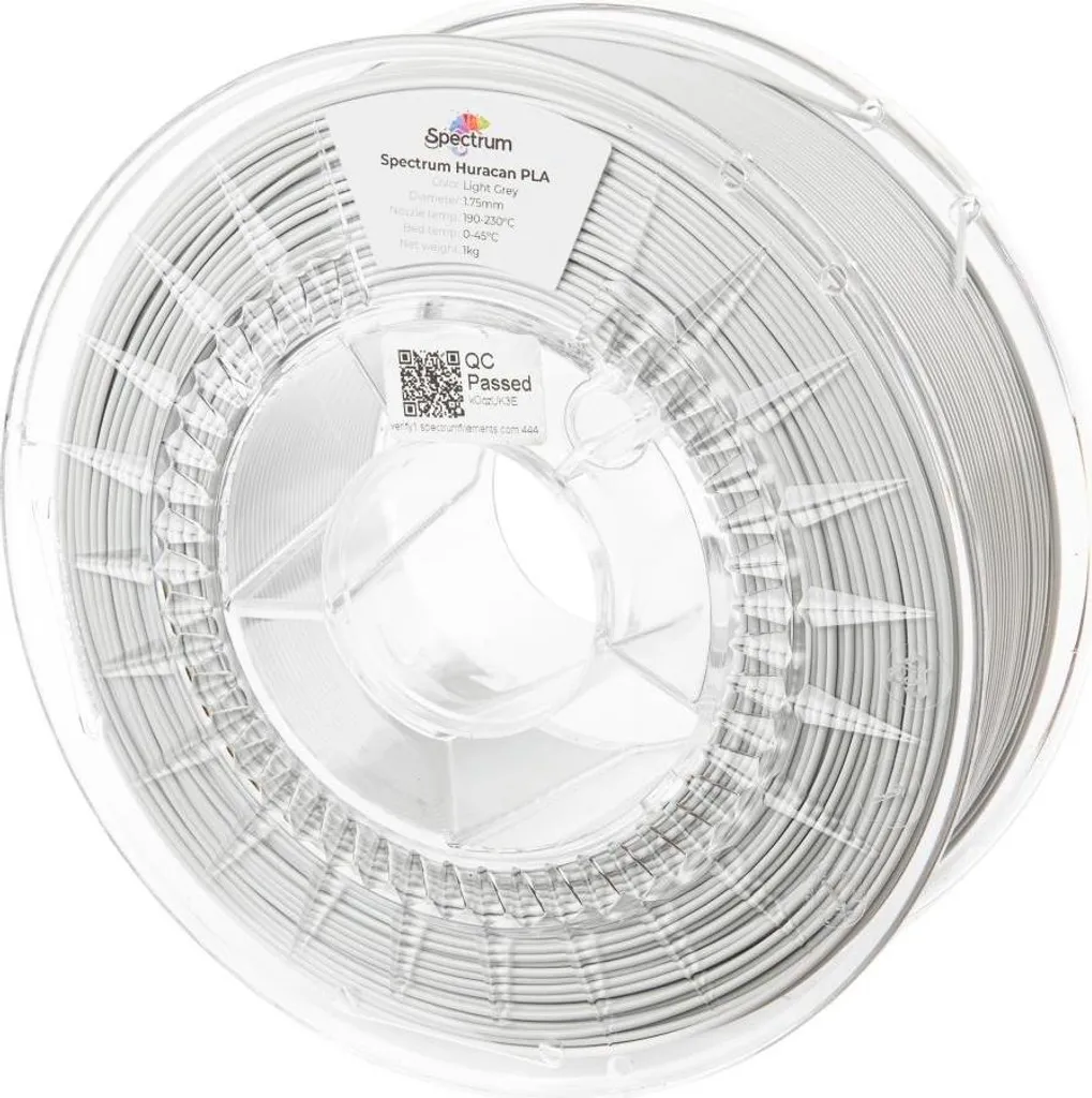 Filament PLA Spectrum Huracan 1.75mm gris clair 1kg pour imprimante 3D