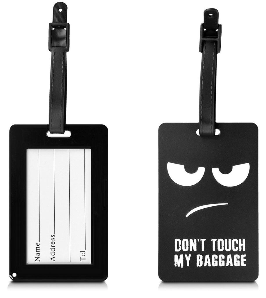 kwmobile Kofferanhänger Adressanhänger Koffer Tag - Namensschild Schulranzen Gepäck Anhänger - Reise Gepäckanhänger Don't touch my baggage