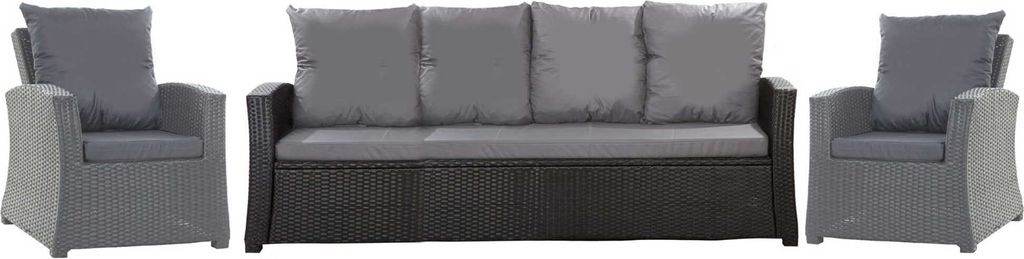 Gartenkissen Set für Polyrattan Dunkelgrau Sitzkissen 140x60 cm + 3x Rückenkissen 56x50 cm – Auflagen für 4-5 Sitzer Gartensofa & Gartenstuhl/...