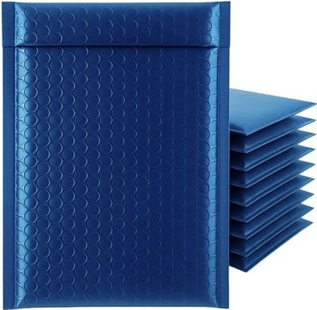 Pochettes de messagerie rembourrées film bulles bleu métallisé 100 unités