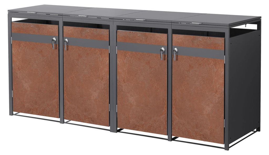 ML-Design Mülltonnenbox 4er für 4 Tonnen 240L 264x80x120 cm Produktbild 