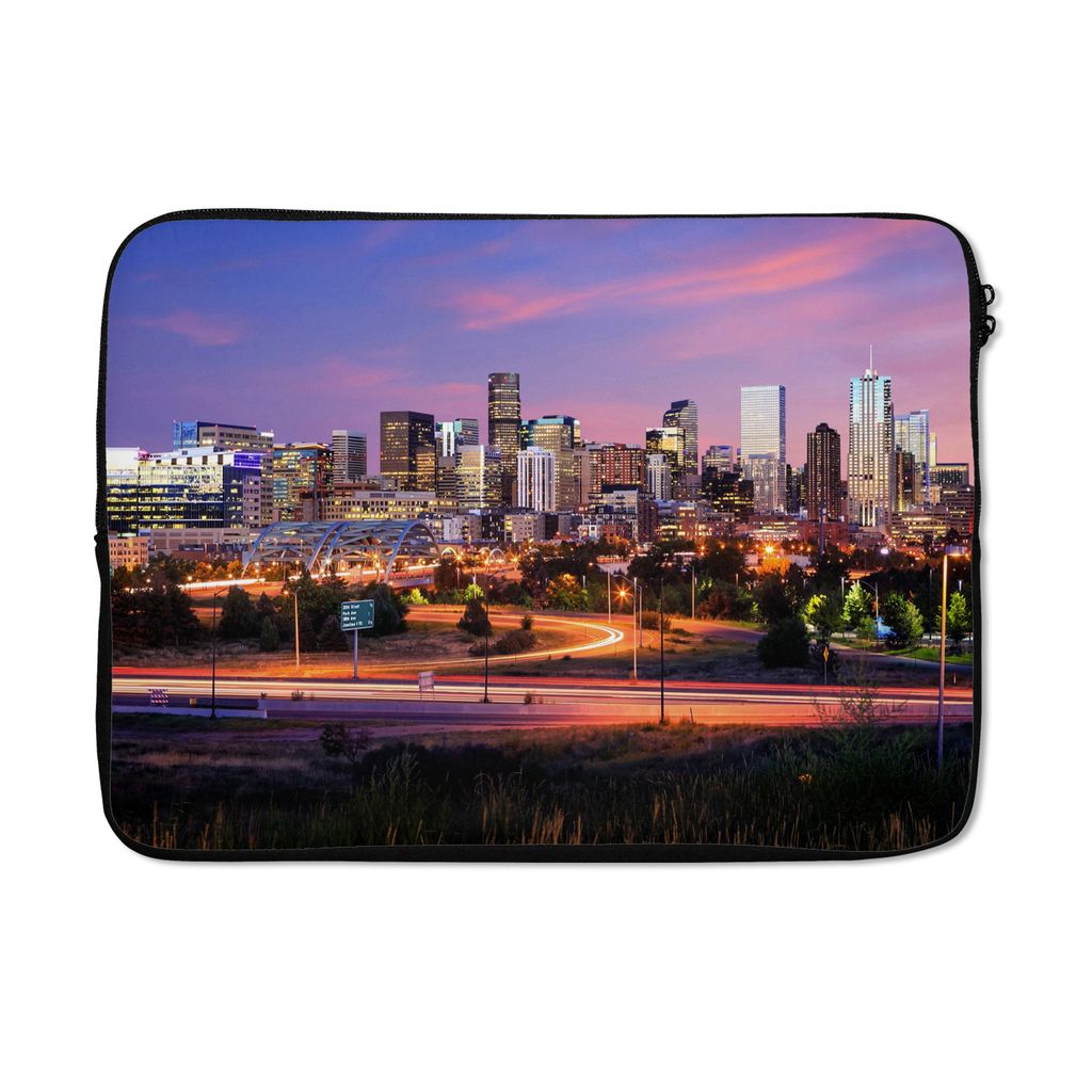 MuchoWow Laptop Hülle 14 ZollAbend - Verkehr - Stadt Laptoptasche - Laptoptasche - Stoßsicher - Schutzhaube