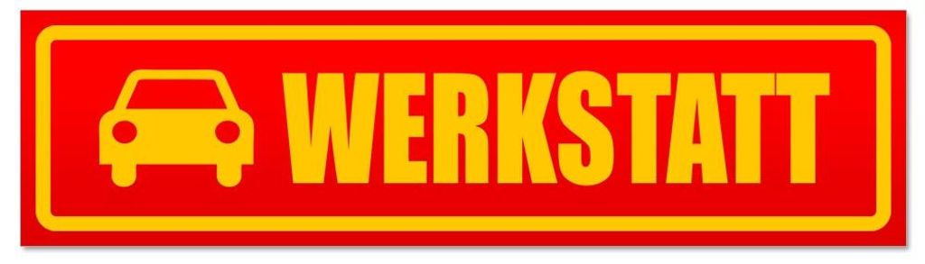 Kiwistar - Autoaufkleber - Rot - 60 x 16 cm - Werkstatt mit Auto - Hinweis Aufkleber Sticker für Auto, Kfz, Fahrrad, PKW, LKW